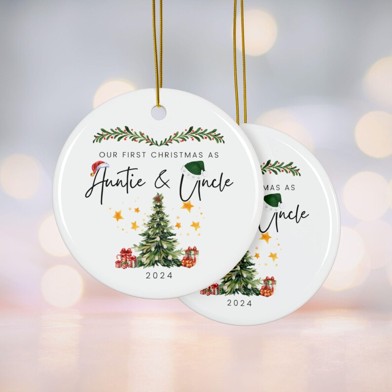 Our First Christmas as Auntie & Uncle Ornament, 2024 Holiday Keepsake ...