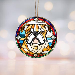 Bulldog Stained-Glass Ceramic Ornament Dog Lover Decor, Pet Christmas Decoration, Animal Lover Gift, Bulldog Holiday Keepsake Ornament