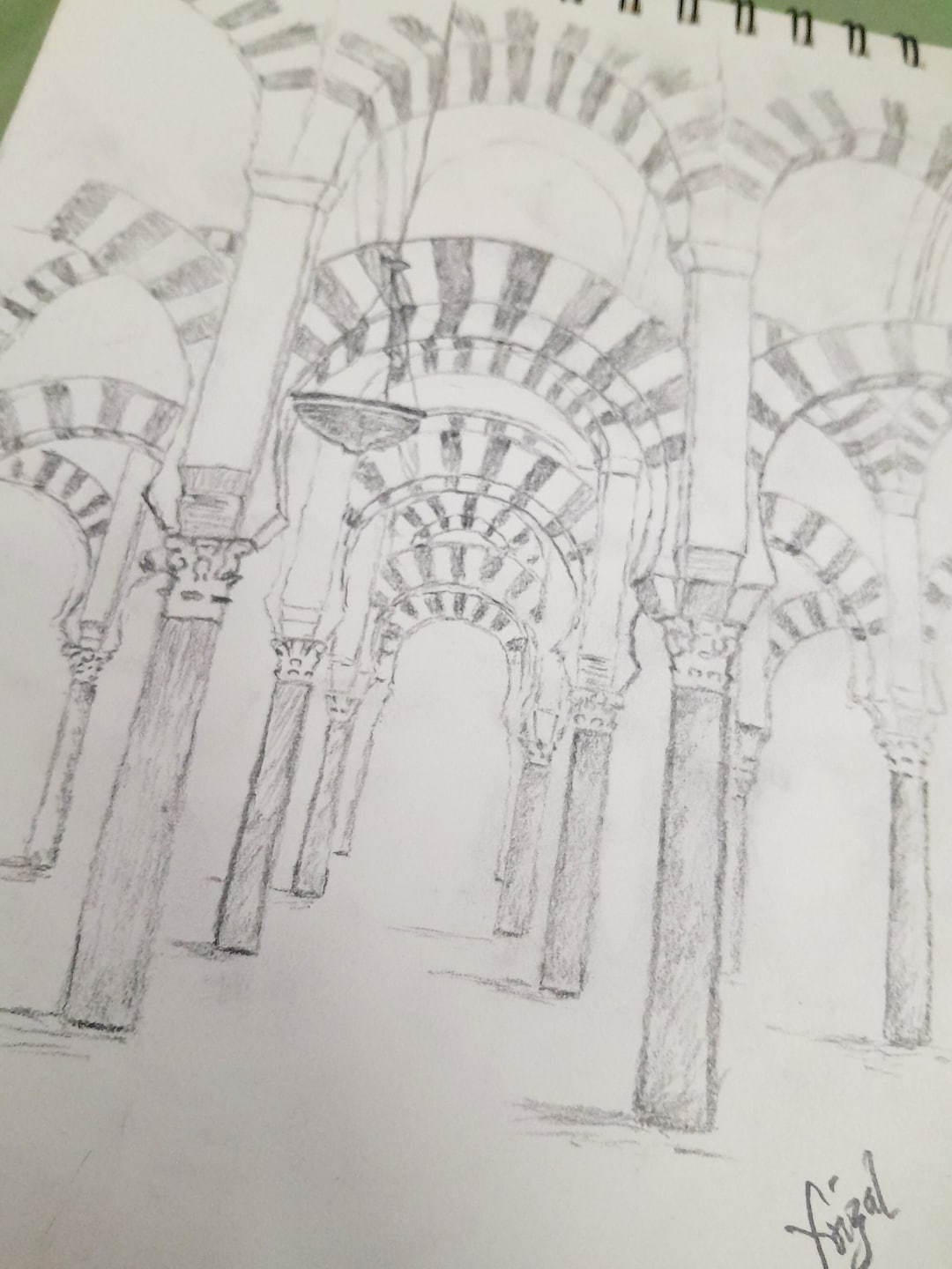 Zebra Arch La Meizquita-cathedral Zebra Arches Interior's Original Hand Sketched ...