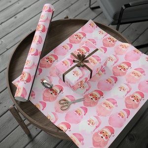 Pink Vintage Christmas Santa Wrapping Paper