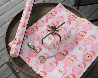 Pink Vintage Christmas Santa Wrapping Paper