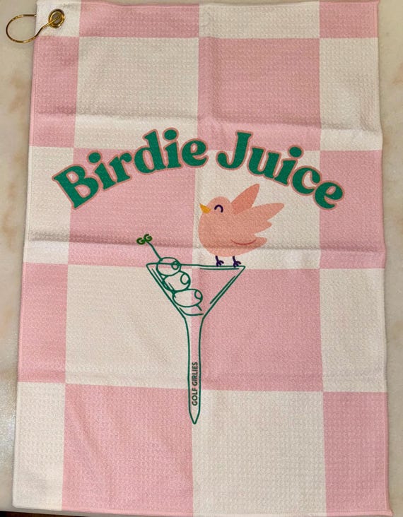 Birdie Juice Pink Golf Towel, Funny Golf Gifts for Women, Golf Decor, Unique Golf Accessories, Birdie Celebration Towel, Golf Girlies