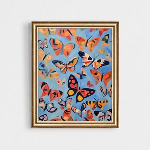Blue Butterfly Print | Digital Download | Vintage Artwork | Trendy Printable Wall Art