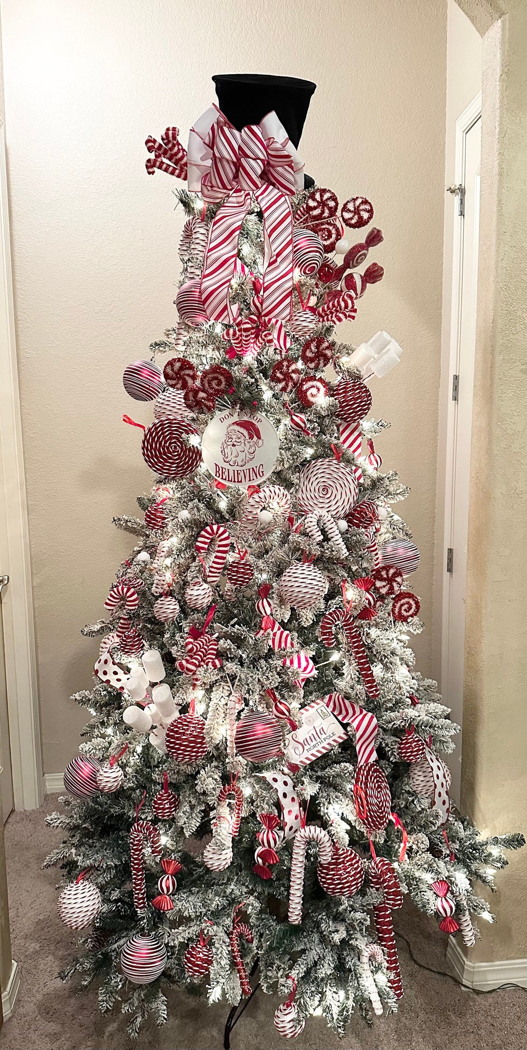 Peppermint Candy Cane Christmas Tree Kit, Tree Decorations, Candy Land