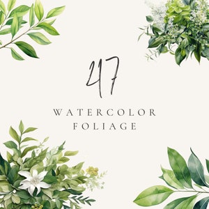 Greenery Watercolor Clipart, Greenery Bundle Clipart,Botanical Clipart,Watercolor Clipart,Wedding Clipart,Invitation Clipart,Foliage Clipart