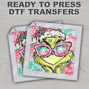 Pink Grichmas Transfer, Christmas Grinch Ready To Press, Christmas DTF Transfers, Direct to Film, Heat Transfer, Preppy Glitter Grichmas