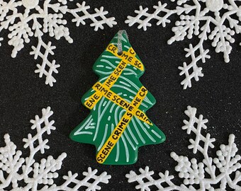Fingerprint/Crime Scene Tape Tree- Crime Scene- Fingerprint- Crime Scene Tape- Crime Scene Ornament- Crime Scene Christmas- Crime Scene Gift