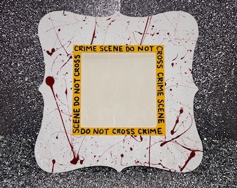 Curve Blood Spatter/Crime Scene Tape Frame- Crime Scene- Crime Scene Picture Frame- Crime Scene Gift- Forensics Gift- Unique Gift- CSI