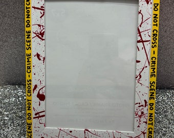 Crime Scene Tape/ Blood Spatter 5x7 Picture Frame- Crime Scene- Crime Scene Picture Frame- Crime Scene Gift- Forensics Gift- Unique Gift