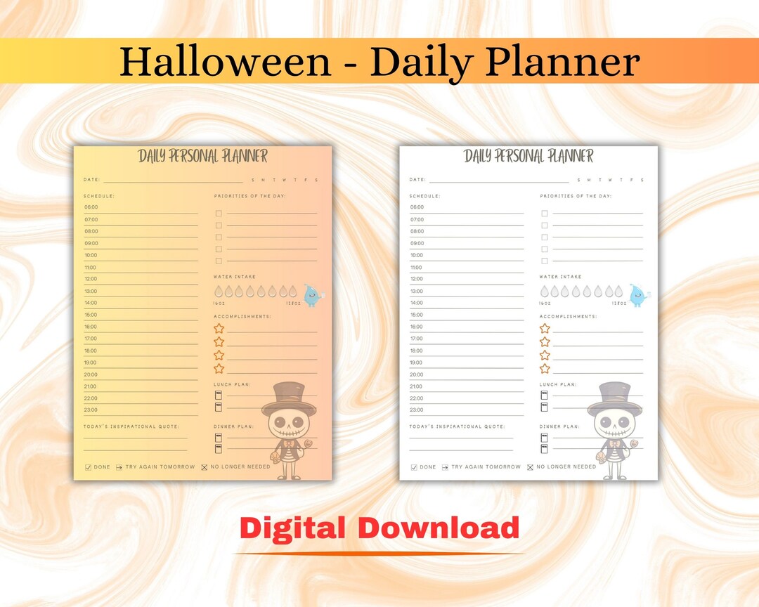 Editable Halloween Digital Daily Planner PDF, Cute Holidays Digital ...
