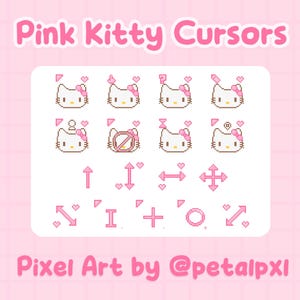 17 Animated Pink Kitty Cursors for PC - Windows Only - Cute Pixel Art Cursor Pack - Mouse Pointers - Kawaii Mouse Cursors - Windows Cursors