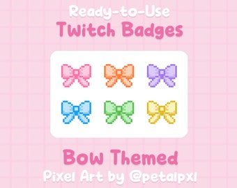 Premade Bow Twitch Badges - Pixel Twitch Badge - Pastel Aesthetic Sub/Bit Badge - Kawaii Pixel Art Streaming Assets - Cute Discord Role Icon