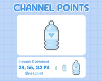 Water Bottle Channel Points Icon for Twitch - Hydrate Emote - Cute Pixel Art Emotes - Stream Emotes - Water Twitch Emote - Instant Download