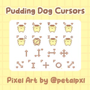 17 Pudding Dog Cursors for PC - Windows Only - Cute Animated Cursors - Kawaii Pixel Art Puppy Cursors - Mouse Pointers - Mouse Cursor Pack