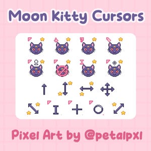 17 Moon Kitty Cursors for PC - Windows Only - Animated Pixel Art Mouse Cursor Pack - Cute Cursors - Kawaii Cat Cursors - Mouse Pointers