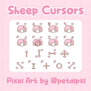 17 Animated Sheep Cursors for PC (Windows Only) - Cute Pastel Pink Mouse Cursors - Kawaii Pixel Art Cursors - Custom Windows Mouse Pointers