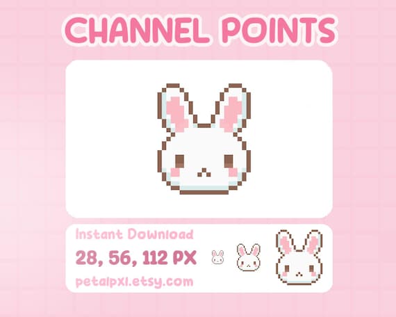 Bunny Channel Points for Twitch - Twitch Bunny Emote - Kawaii Pixel Art Twitch Stream Emotes - Streamer Graphics - YouTube, Discord Icons