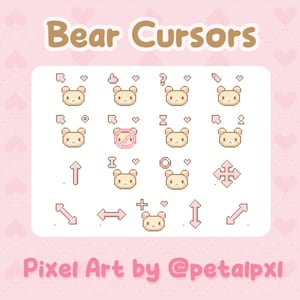 Bear Cursor Pack for PC - Windows Only - Cute Pixel Art Cursors - Kawaii Bear Cursors - Mouse Pointers - Cute Cursors - Custom Mouse Cursors
