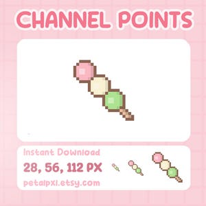Dango Channel Points Icon For Twitch - Cute Pixel Art Channel Points - Twitch Channel Points - Food Emote  for Twitch - Kawaii Stream Emotes