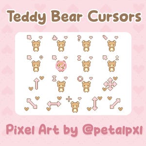 Teddy Bear Cursors for PC - Windows Only - Cute Cursor Pack - Cute Pixel Art Mouse Pointers - Custom Cursors for Windows - Mouse Cursors