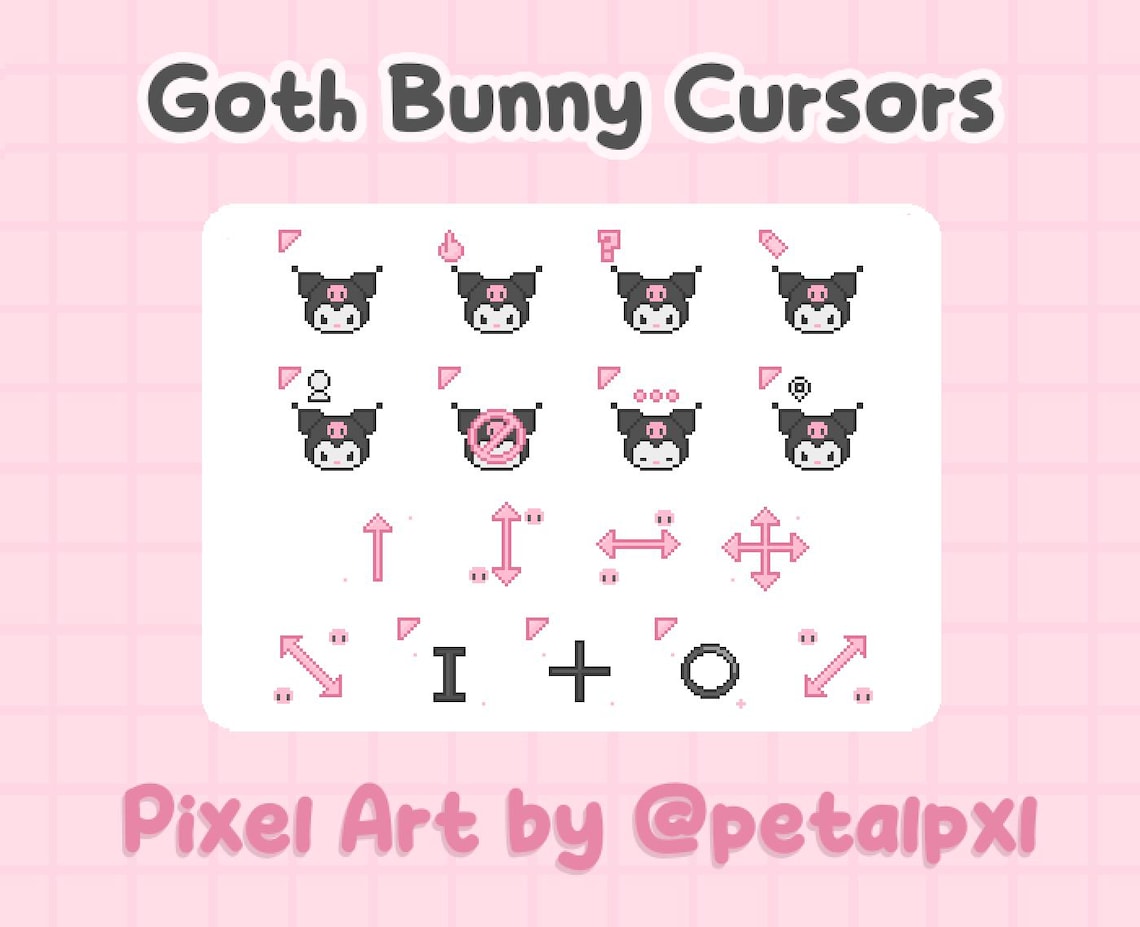 17 Cute Goth Bunny Cursors for PC - Windows Only - Cute Mouse Cursors ...