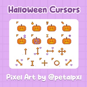 17 Halloween Cursors for Windows - Custom Mouse Cursors for PC - Spooky Mouse Cursor Pack - Cute Pixel Art - Jack-o&#39;-Lantern Mouse Pointers