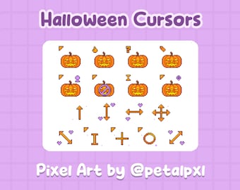 17 Halloween Cursors for Windows - Custom Cursors for PC - Spooky Cursor Pack - Pixel Art Jack-o'-Lantern Mouse Pointers - Digital Download