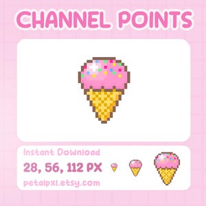 Icono de puntos de canal de helado para Twitch - Puntos de canal de pixel art - Emoticono de comida adorable - Punto de canal kawaii - Emoticos de Twitch - Emoticono de transmisión