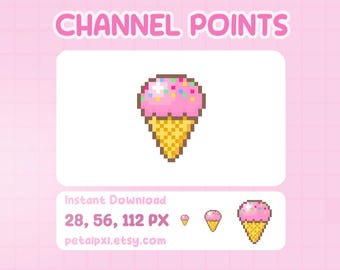 Ice Cream Channel Points Icon for Twitch - Pixel Art Channel Points - Cute Food Emote - Kawaii Channel Point - Twitch Emotes - Stream Emote
