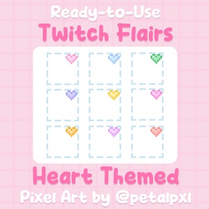 Heart Twitch Sub Badge Flairs - Cute Pixel Twitch Flairs - Pixel Art Badge Flairs - Twitch Pixel Badge - Bit Badges - Tier 2 and 3 Flairs