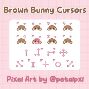 Brown Bunny Cursors for PC - Windows Only - Cute Pixel Art Cursor Pack - Bunny Cursor Pack for Windows - Custom Cursors - Kawaii Cursors
