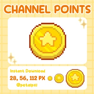 Star Coin Channel Points Icon - Golden Coin Emote - Premade Twitch Stream Emotes - Streaming Assets - Cute Pixel Twitch Icon - Ready to Use