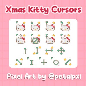 17 Christmas Kitty Cursors for PC (Windows Only) - Cute Christmas Cursors - Kawaii Pixel Art Cursors - Mouse Pointers - Mouse Cursor Pack