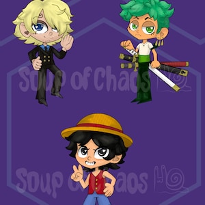 Luffy and Zoro Chibi Keychains Ship Pirate Anime OP