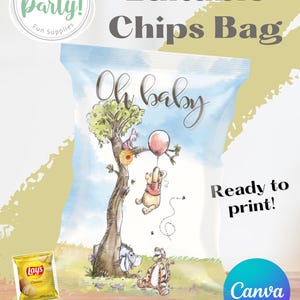 Winnie the Pooh Chip Bag Template: Editable Party Favor (Digital Download)