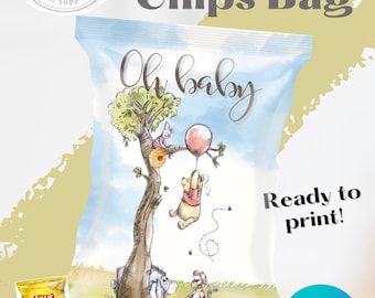 Winnie the Pooh Chip Bag Template: Editable Party Favor (Digital Download)