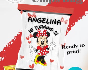 Minnie Mouse Chip Bag Template: Printable Party Favor (Digital Download)