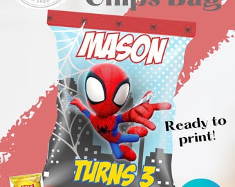 Spidey Chip Bag Template: Editable Party Favor (Digital Download)