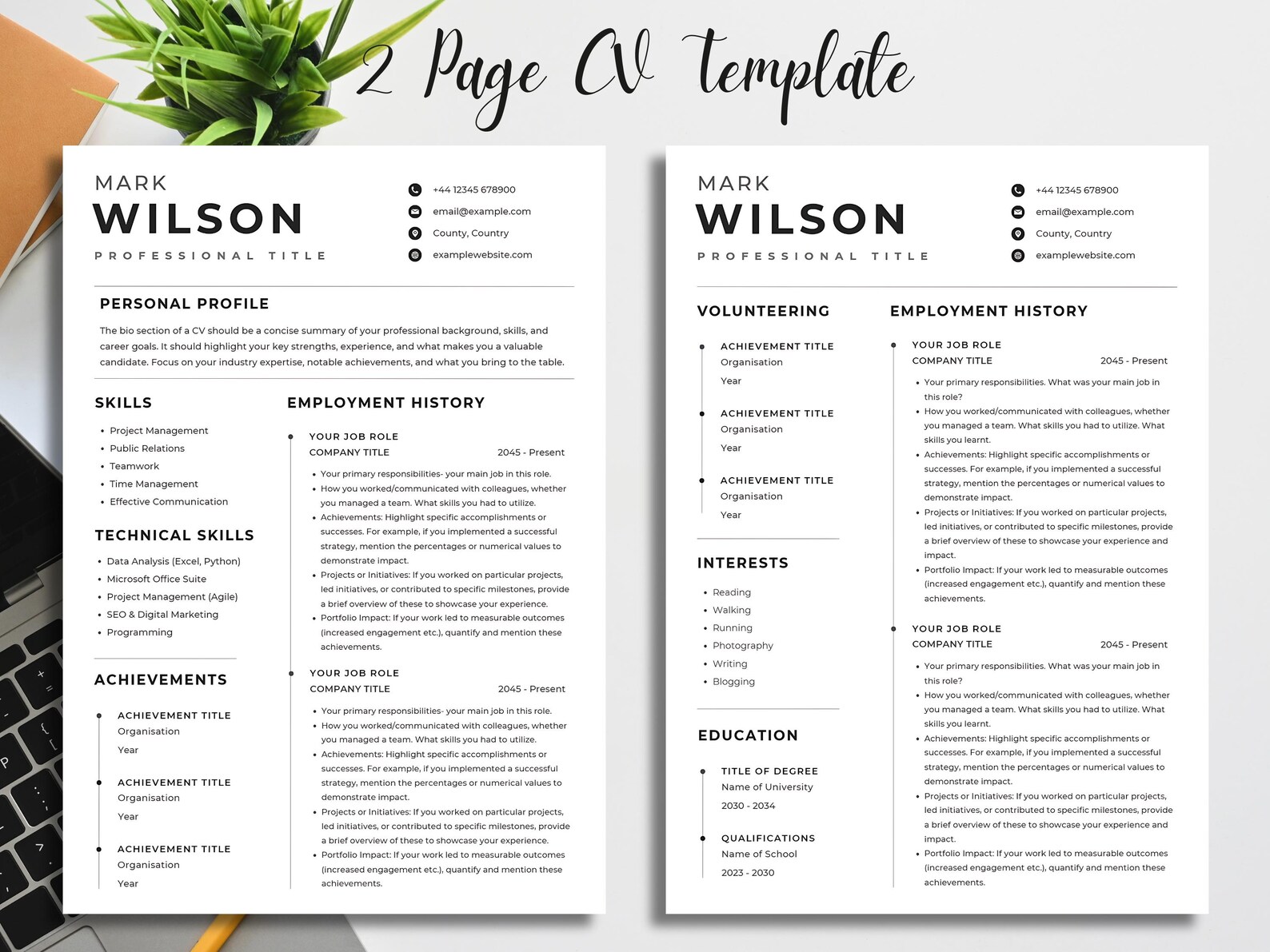 Professional CV Template Pack With Cover Letter, References List and ...