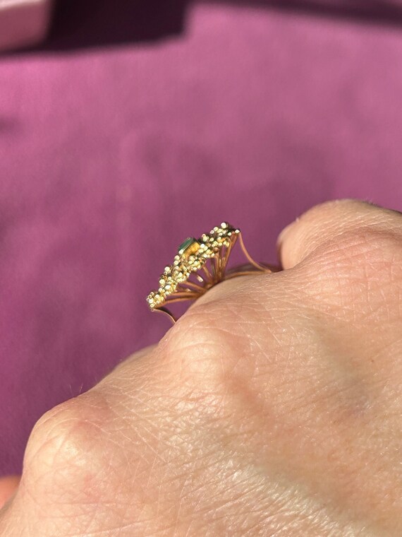 18k Solid Yellow Gold Antique Emerald Indian Fili… - image 6