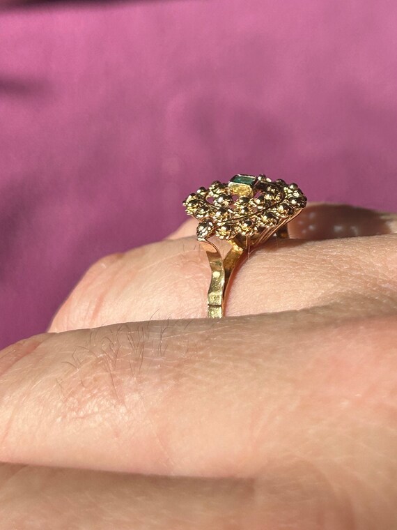 18k Solid Yellow Gold Antique Emerald Indian Fili… - image 7