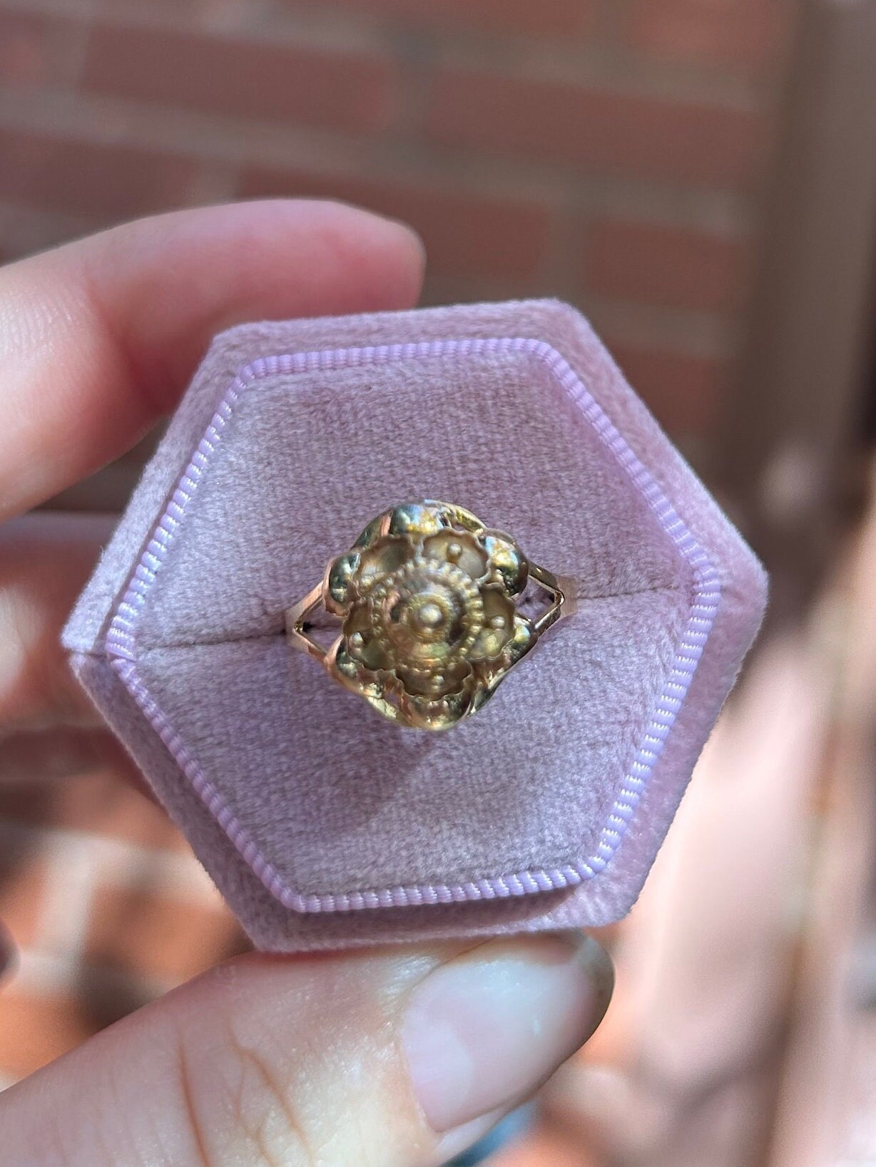 18k Solid Yellow Gold Vintage French Floral Ring Size 7 Fine Quality ...