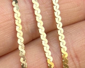 18k 8.6g 19.5” Serpentine mirror chain Solid Real Yellow Gold Vintage necklace Fine Quality Jewelry Estate Valentine Birthday Mother Gift