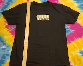 One Piece M Black Spell Out Back Crew Picture Anime Luffy king of the pirates