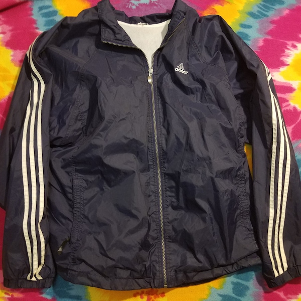 Adidas Vintage Windbreaker Blue Lightweight Jacket Nice Condition