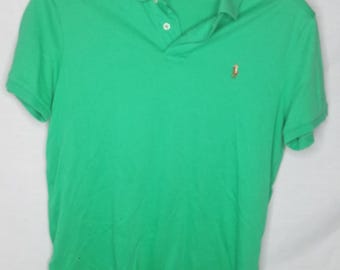 Polo by Ralph Lauren Green collar Vintage M soft touch color emblem Mens shirt