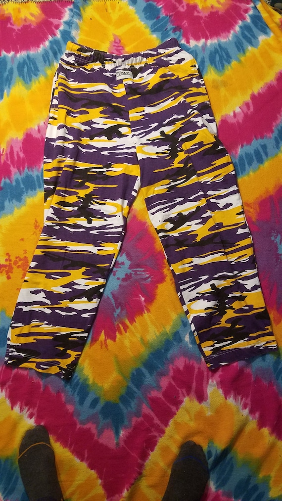 Zubas Camouflage Yellow Purple Pants Medium Nice c