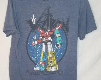 Voltron Grey Tshirt Vintage 80s cartoon mens Large L