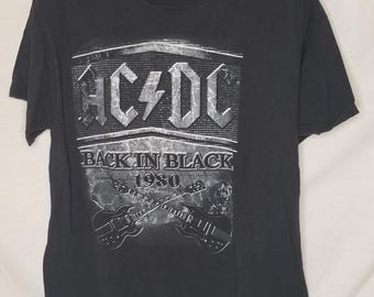 Ac Dc Back in Black unisex Mens Vintage AcDc Ac/Dc Music Large L