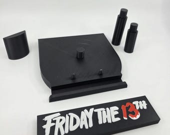 Friday the 13th Hockey Mask Stand | Horror Movie Shelf Display | Jason Voorhees Collectible and Decor